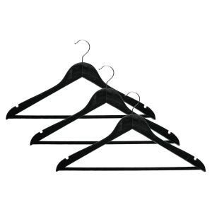 Закачалка - дървена - черна - 3 бр.