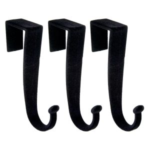 Закачалка за шкаф - кадифена - черна - 3 бр.