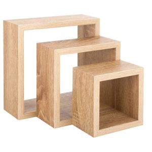 Рафт за стена - дървен - квадратен - 3 бр.