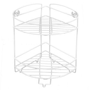 Ъглова етажерка за баня - метална - бяла - 50 х 12 см.