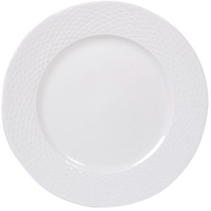 Чиния за основно ястие - релефна рамка - порцелан - бяла - 26 см.
