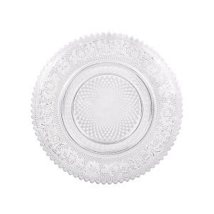 Десертна чиния - стъклена - релефни орнаменти - 11 см.