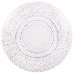 Десертна чиния - стъклена - релефни орнаменти - 15 см.