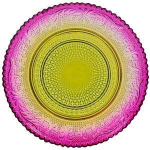 Десертна чиния - стъклена - цветна - 15 см.