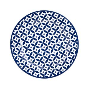 Порцеланова чиния - десертна - сини ромбоиди - 15 см.