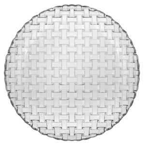 Стъклена чиния - прозрачна - плетена - 32 см.