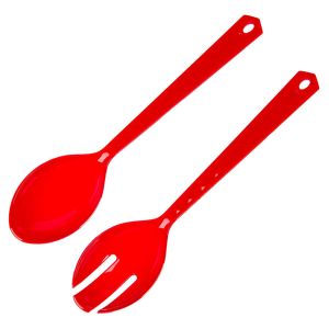 Вилица и лъжица - пластмасови - червено-бели - 28.5 см.