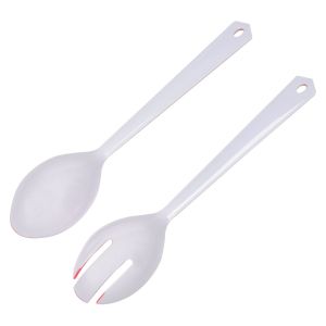 Вилица и лъжица - пластмасови - червено-бели - 28.5 см.