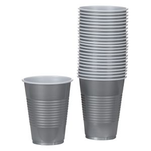 Чаша - пластмасова - сребрист - 280 мл. - 24 бр.