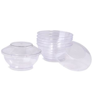 Купа - пластмасова - прозрачна - с капак - 200 мл. - 6 бр.