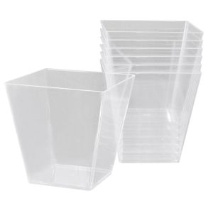 Купа - пластмасова - квадратна - прозрачна - 240 мл. - 12 бр.
