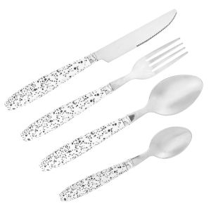 Комплект прибори за хранене - метални - точки - 12 бр.