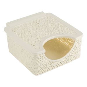 Салфетник - пластмасов - екрю - с капак