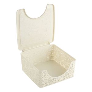 Салфетник - пластмасов - екрю - с капак