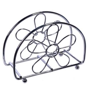 Салфетник - метален - сребрист - цвете - 13 см.