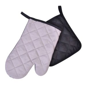 Кухненска ръкавица и ръкохватка - черно и бяло