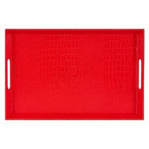Поднос за сервиране - пластмасов - червен - 38 х 25 см.