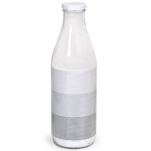 Бутилка за вода - стъклена - райе - метална капачка - 1 л.