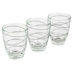 Чаша - стъклена - прозрачна - черни линии - 310 мл. - 3 бр.