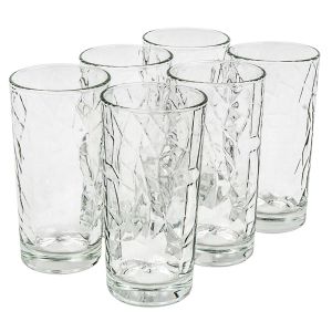 Чаша - стъклена - прозрачна - неправилни шарки - 250 мл. - 6 бр.