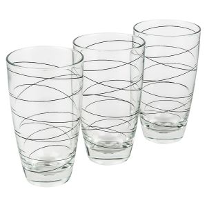 Чаша - стъклена - прозрачна - черни линии - 370 мл. - 3 бр.