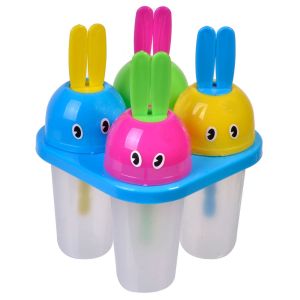 Форми за сладолед - зайчета - пластмасови - цветни - 4 броя