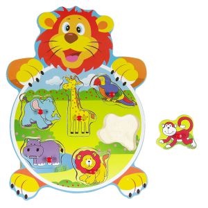 Образователен пъзел - Лъв - дървен - 6 части