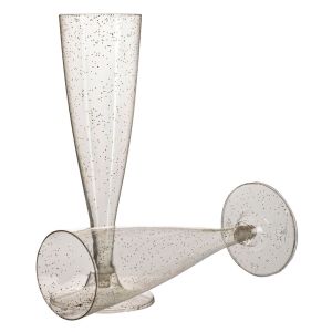 Чаша за шампанско - пластмасова - златисти частици - 130 мл. - 6 бр.