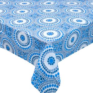 Мушама за маса - еднократна - синя мозайка - 137 х 183 см.