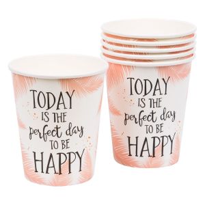 Чаши за топли напитки - картонени - розови листа - 240 мл. - 15 бр.
