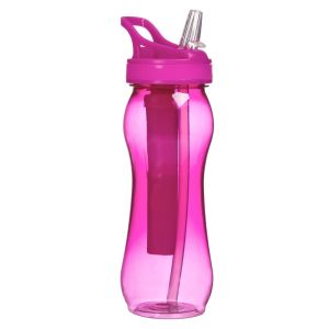 Бутилка за вода с инфузер - пластмасова - цикламена - 500 мл.