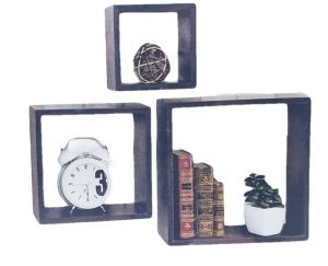 Етажерка за стена - Wenge - квадратна - 3 бр.