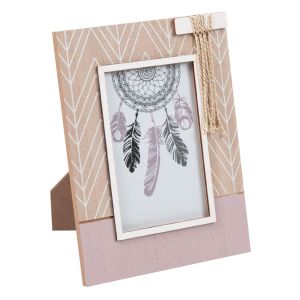 Рамка за снимка - дървена - бежова - със стойка - 10 x 15 см.