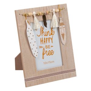 Рамка за снимка - дървена - пискюли - със стойка - 10 x 15 см.