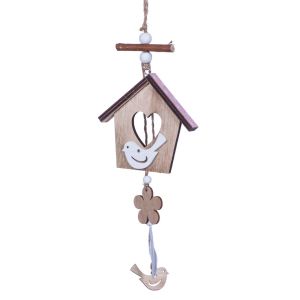 Висяща декорация - къщичка с птички - 36 х 8 см.