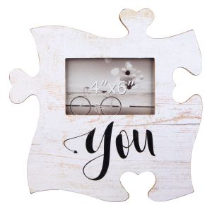 Декоративна табела - пъзел - бяла - 30 х 30 см. - с фоторамка