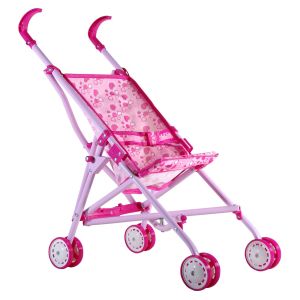 Количка за кукли - розова - сърца