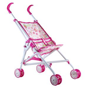 Количка за кукли - розова - цветя