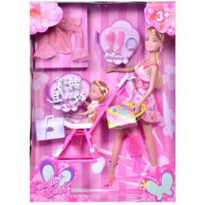 Кукла с дете в количка и аксесоари - 29 см.