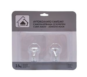 Самозалепваща кукичка - цвете - прозрачна - 2 бр.