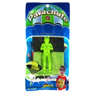 Фигурка - парашутист с парашут - зелена