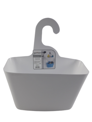 Окачваща се кошница за баня - пластмасова - бяла - 28 х 12 х 16 см.