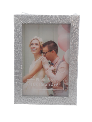 Рамка за снимка - сребриста - блестяща - със стойка - 10 x 15 см.