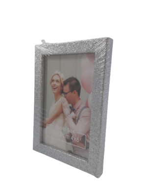 Рамка за снимка - сребриста - блестяща - със стойка - 10 x 15 см.