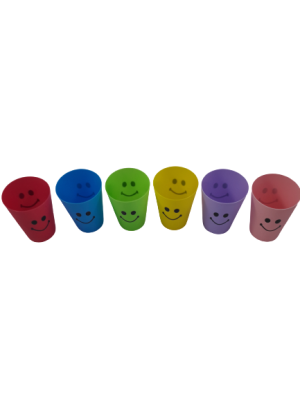 Чаша - пластмасова - цветна - Smiley - 350 мл. - 6 бр.