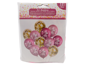 Парти балони - 1st Birthday - цикламени - 30 см. - 12 бр.