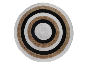 Постелка за под - кръгла - черно-бяла - 81 см.