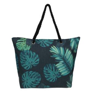 Плажна чанта от зелено златисто фолио - Good Vibes - 42 x 15 x 43 см.