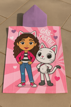 Детско плажно пончо - Къщичка за кукли на Габи - 60 x 120 см.