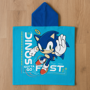 Детско плажно пончо Соник - 60 x 120 см.